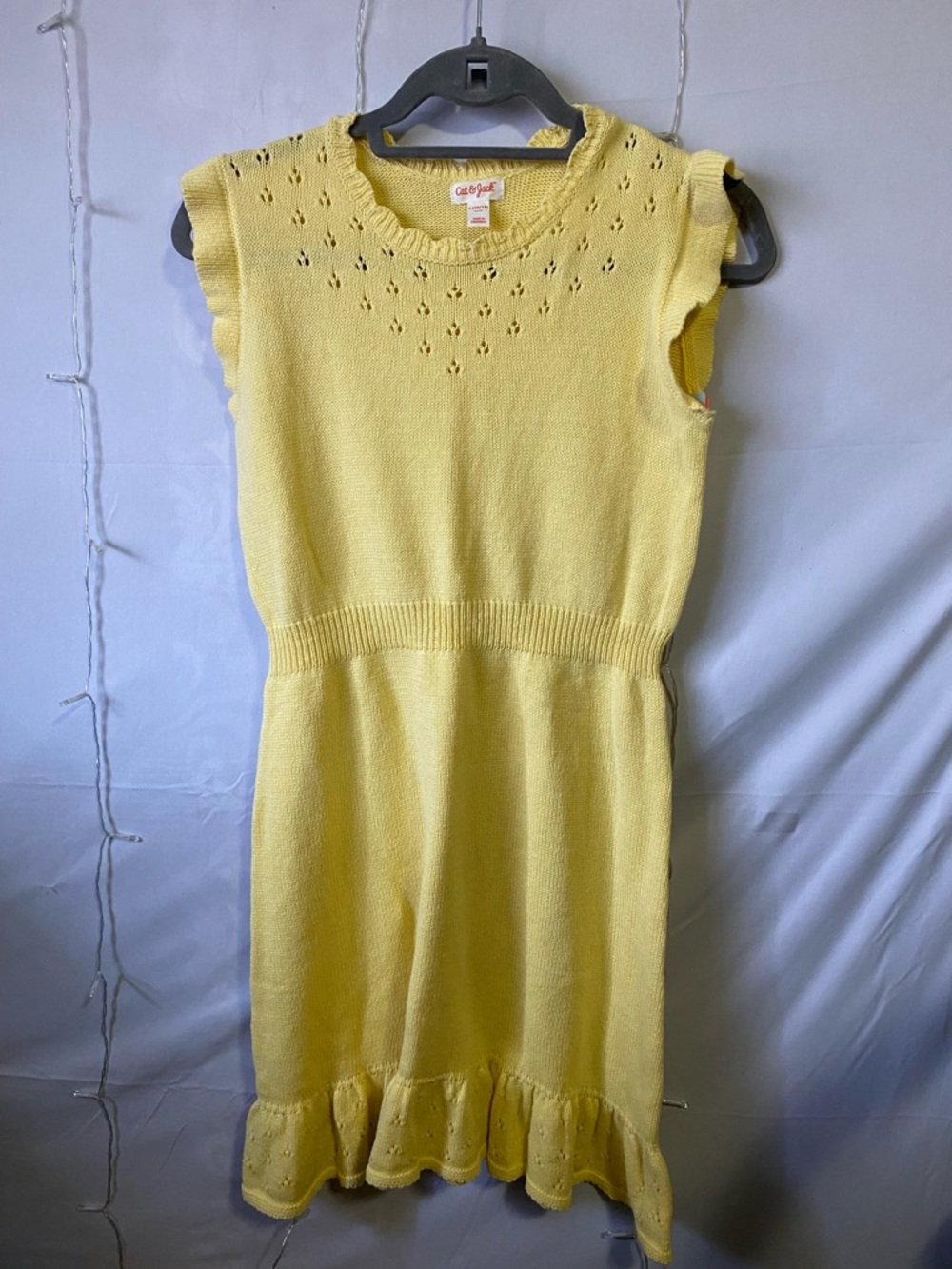 Cat & Jack Pale Yellow Knit Eyelet Dress
